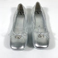 Valentino Garavani Silver Square Toe Ballet Flats, Size 39