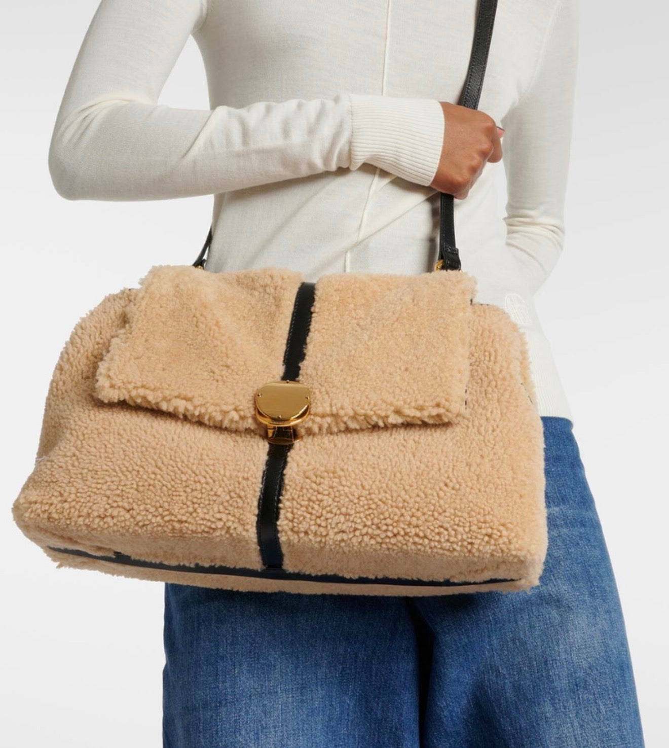 CHLOÉ PENELOPE MEDIUM SHEARLING SHOULDER BAG