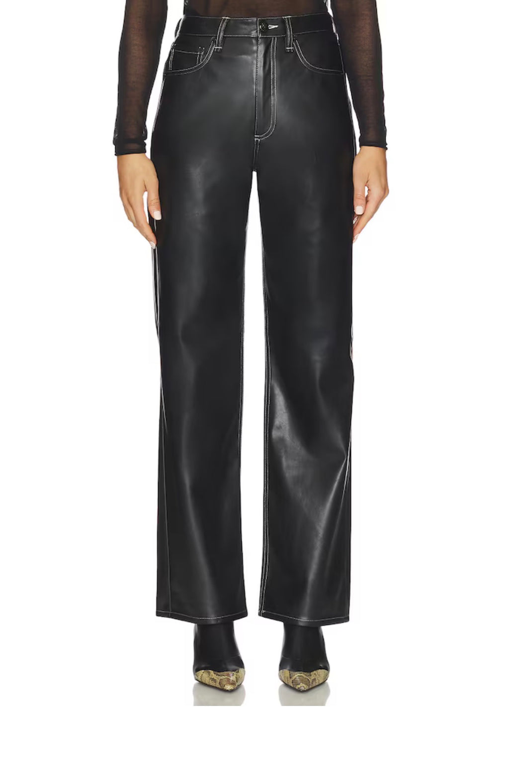 RAG & BONE SHEA FAUX LEATHER STRAIGHT PANT IN BLACK