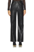 RAG & BONE SHEA FAUX LEATHER STRAIGHT PANT IN BLACK