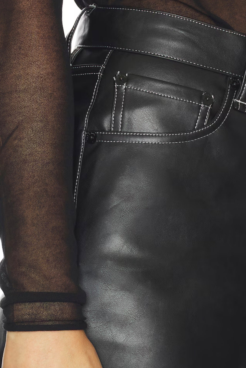 RAG & BONE SHEA FAUX LEATHER STRAIGHT PANT IN BLACK