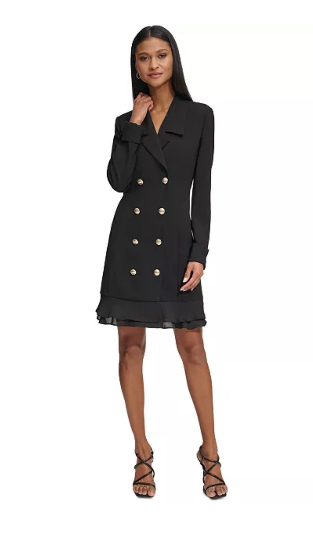 KARL LAGERFELD PARIS Women's Chiffon-Hem Blazer Dress