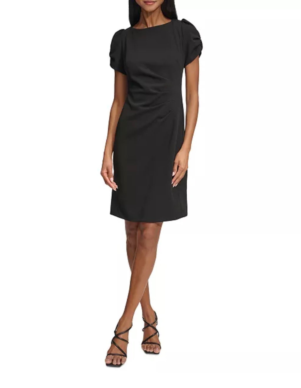 KARL LAGERFELD PARIS Women's Puff-Sleeve Side-Pleated Dress