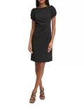 KARL LAGERFELD PARIS Women's Puff-Sleeve Side-Pleated Dress