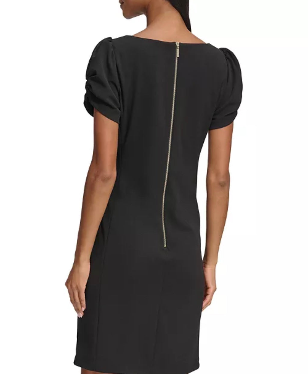 KARL LAGERFELD PARIS Women's Puff-Sleeve Side-Pleated Dress