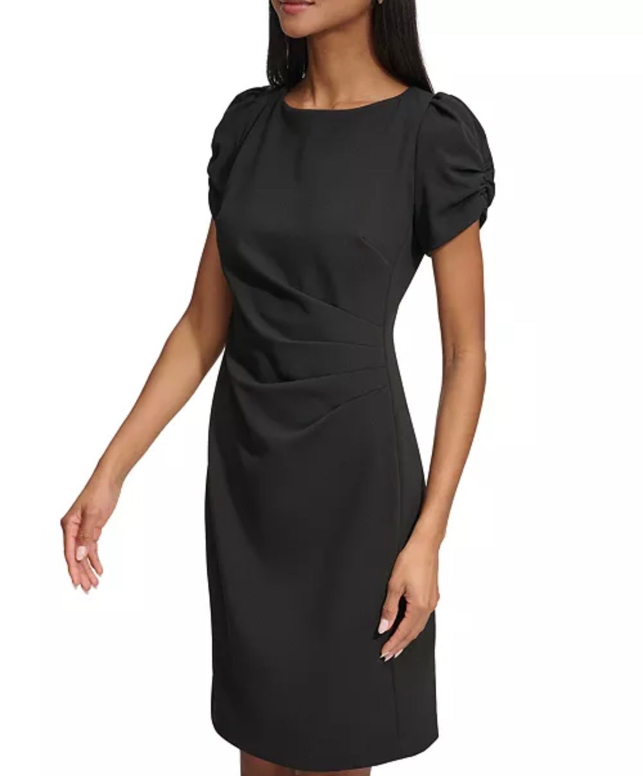 KARL LAGERFELD PARIS Women's Puff-Sleeve Side-Pleated Dress