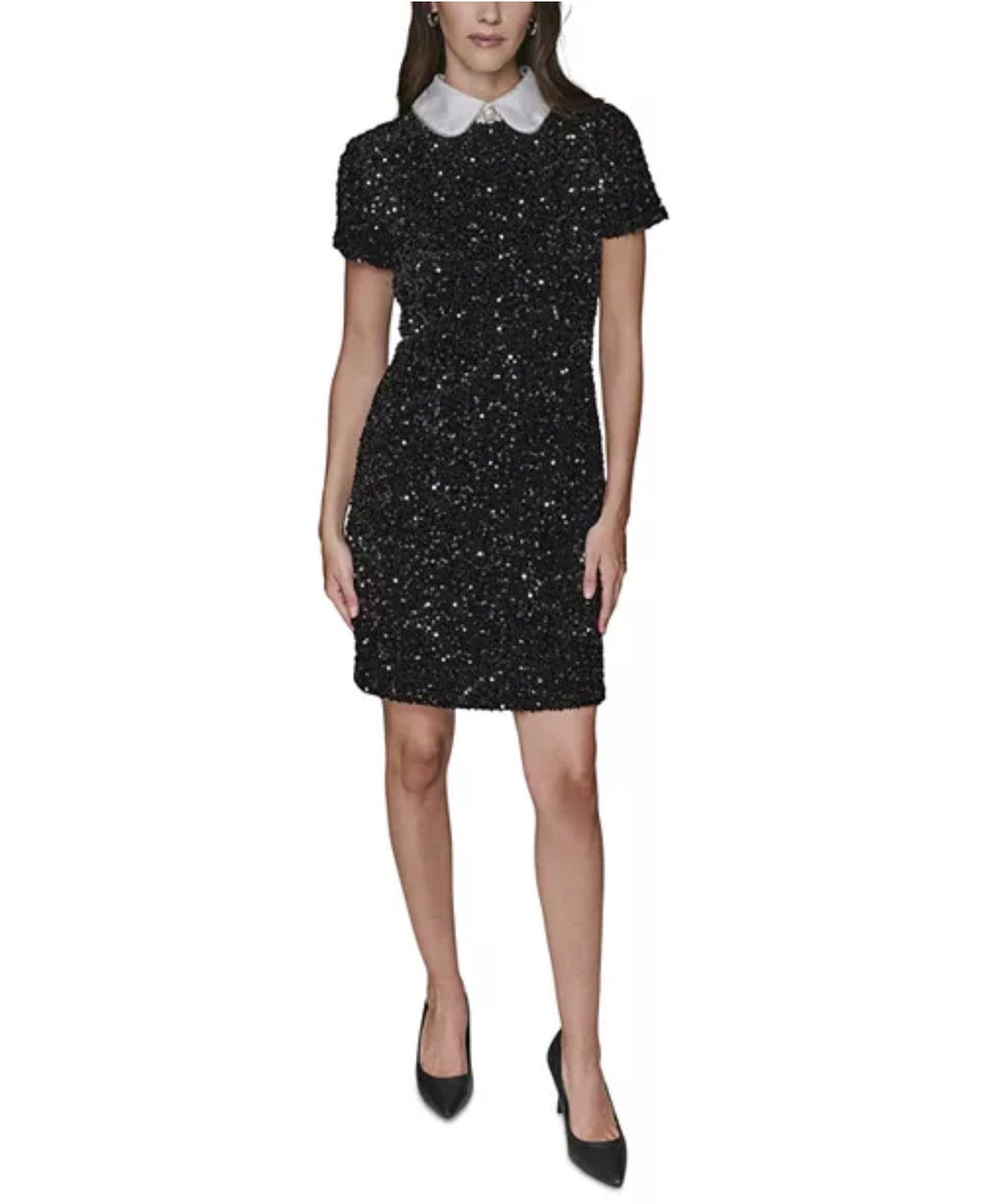 KARL LAGERFELD PARIS Sequinned Collared Dress