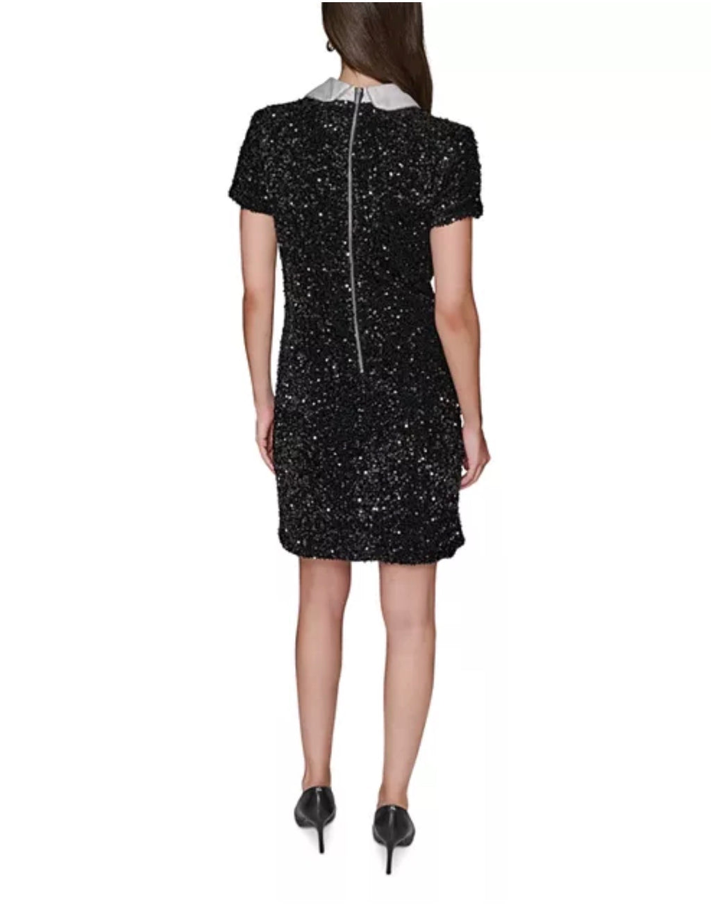 KARL LAGERFELD PARIS Sequinned Collared Dress