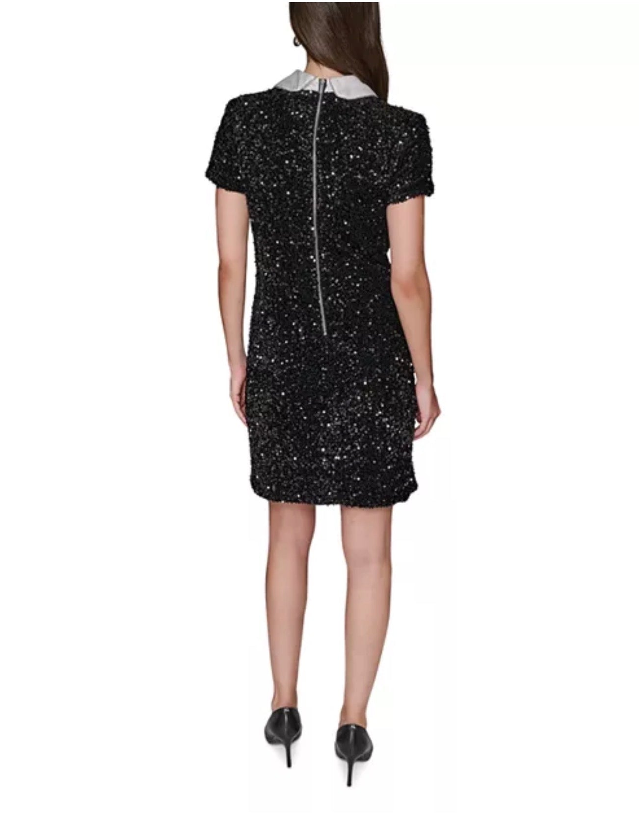KARL LAGERFELD PARIS Sequinned Collared Dress