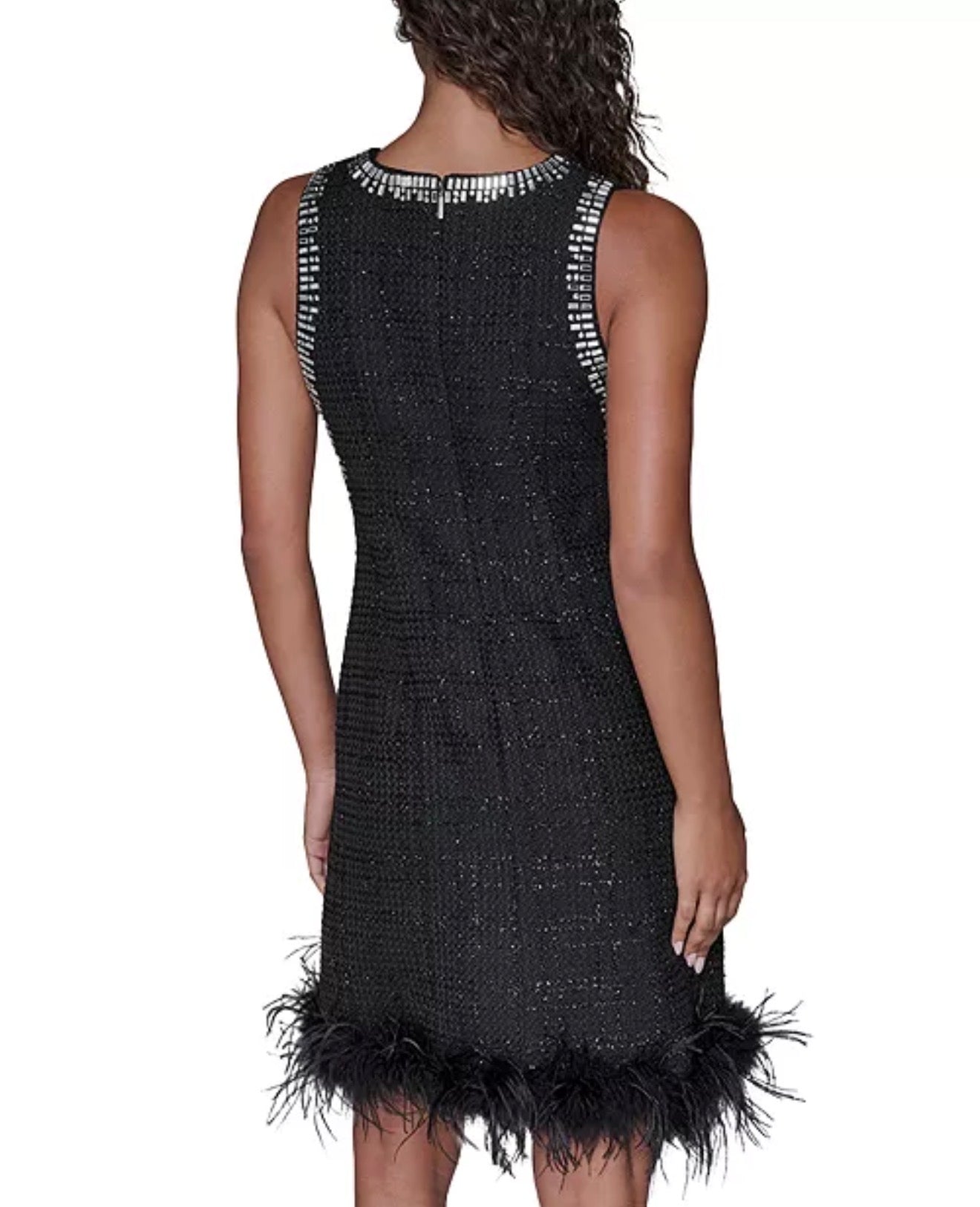 KARL LAGERFELD PARIS Feather Trim Shift Dress