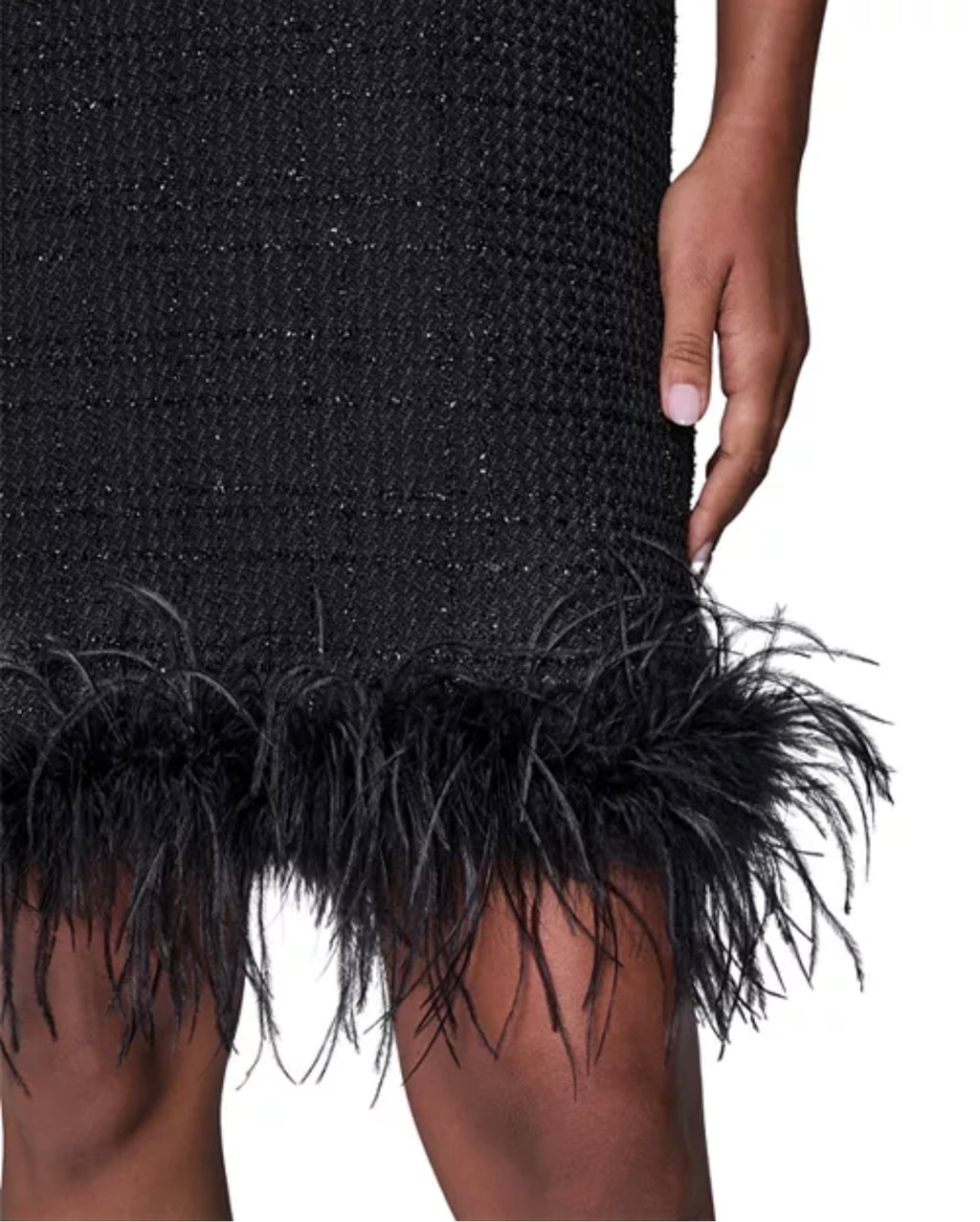 KARL LAGERFELD PARIS Feather Trim Shift Dress