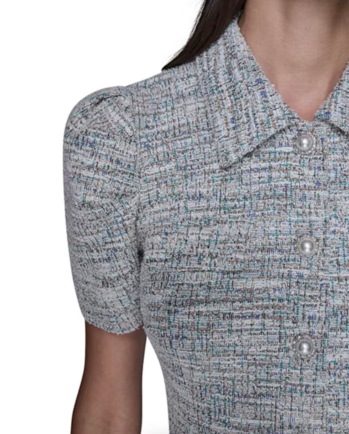 KARL LAGERFELD PARIS Tweed Knit A Line Dress