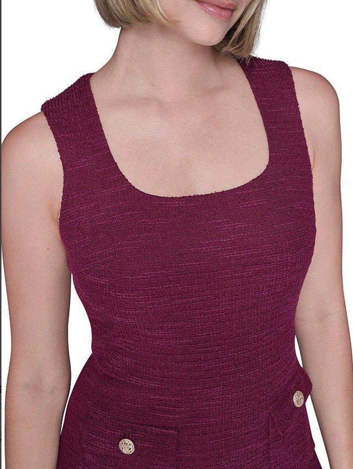 Karl Lagerfeld Paris Women's Textured Tweed Square Neck Mini Dress