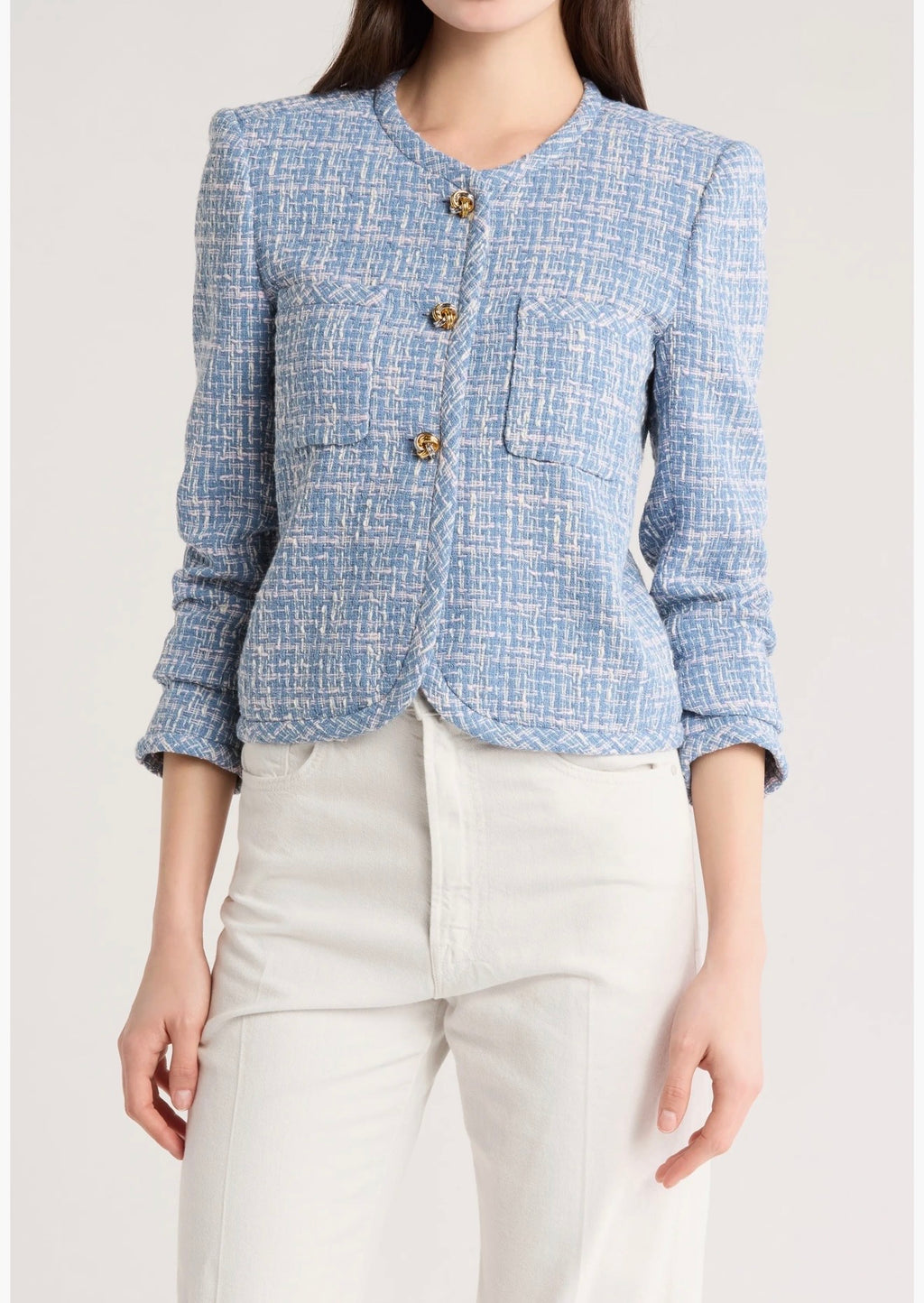 Derek Lam 10 Crosby Emilia Dome Button Tweed Jacket