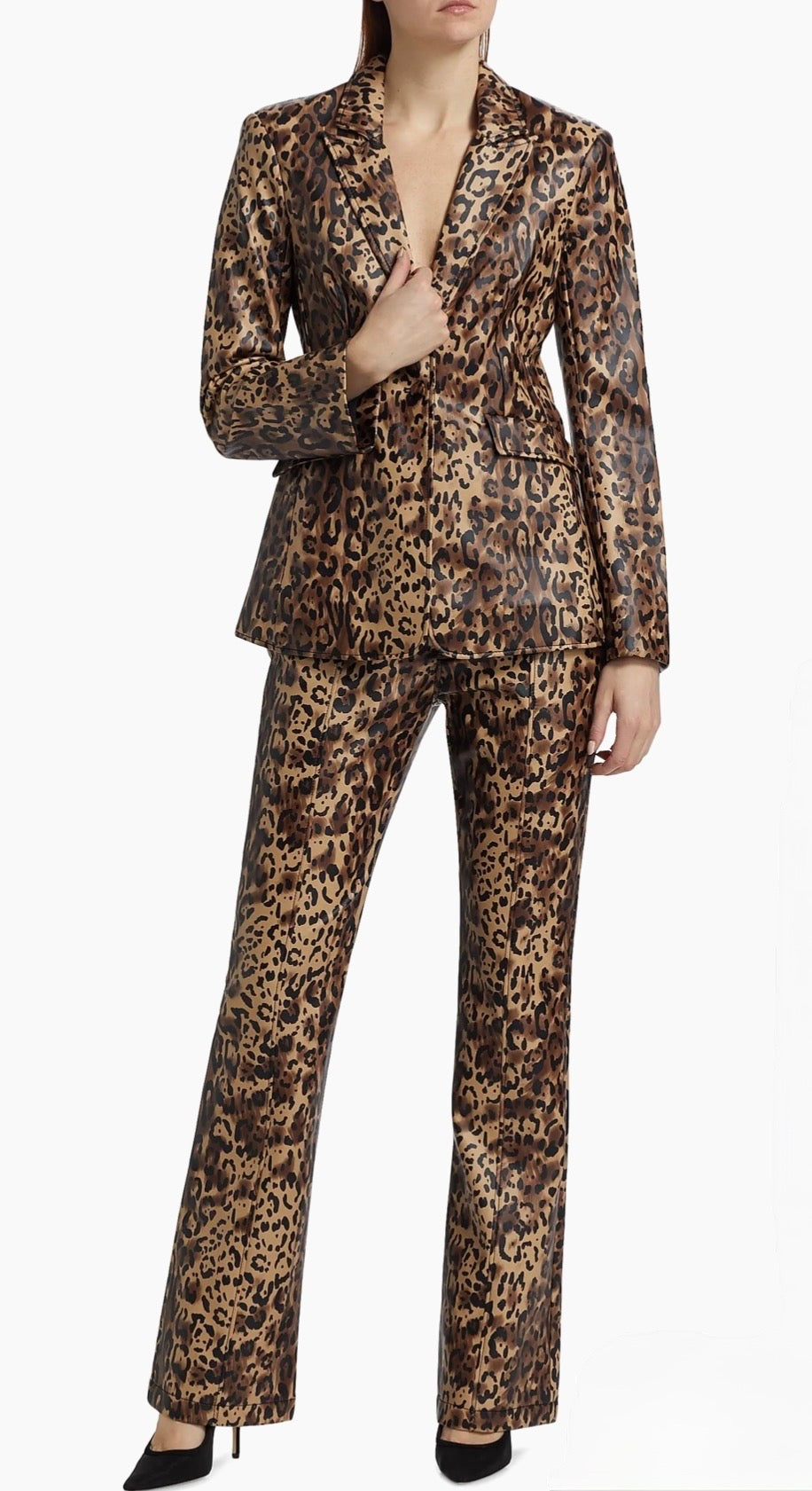 Cinq à Sept Cheyenne Leopard Faux-Leather Blazer