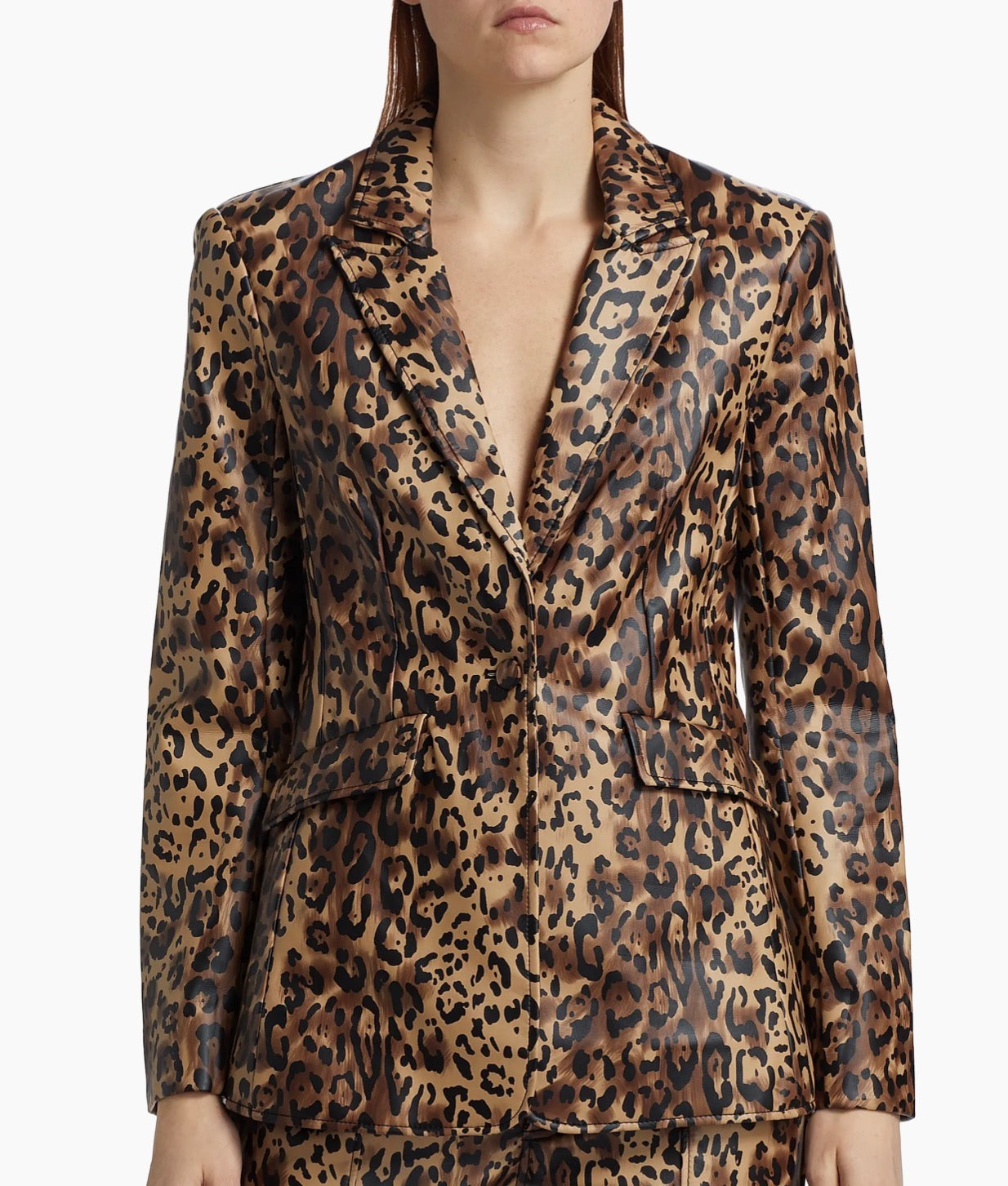 Cinq à Sept Cheyenne Leopard Faux-Leather Blazer