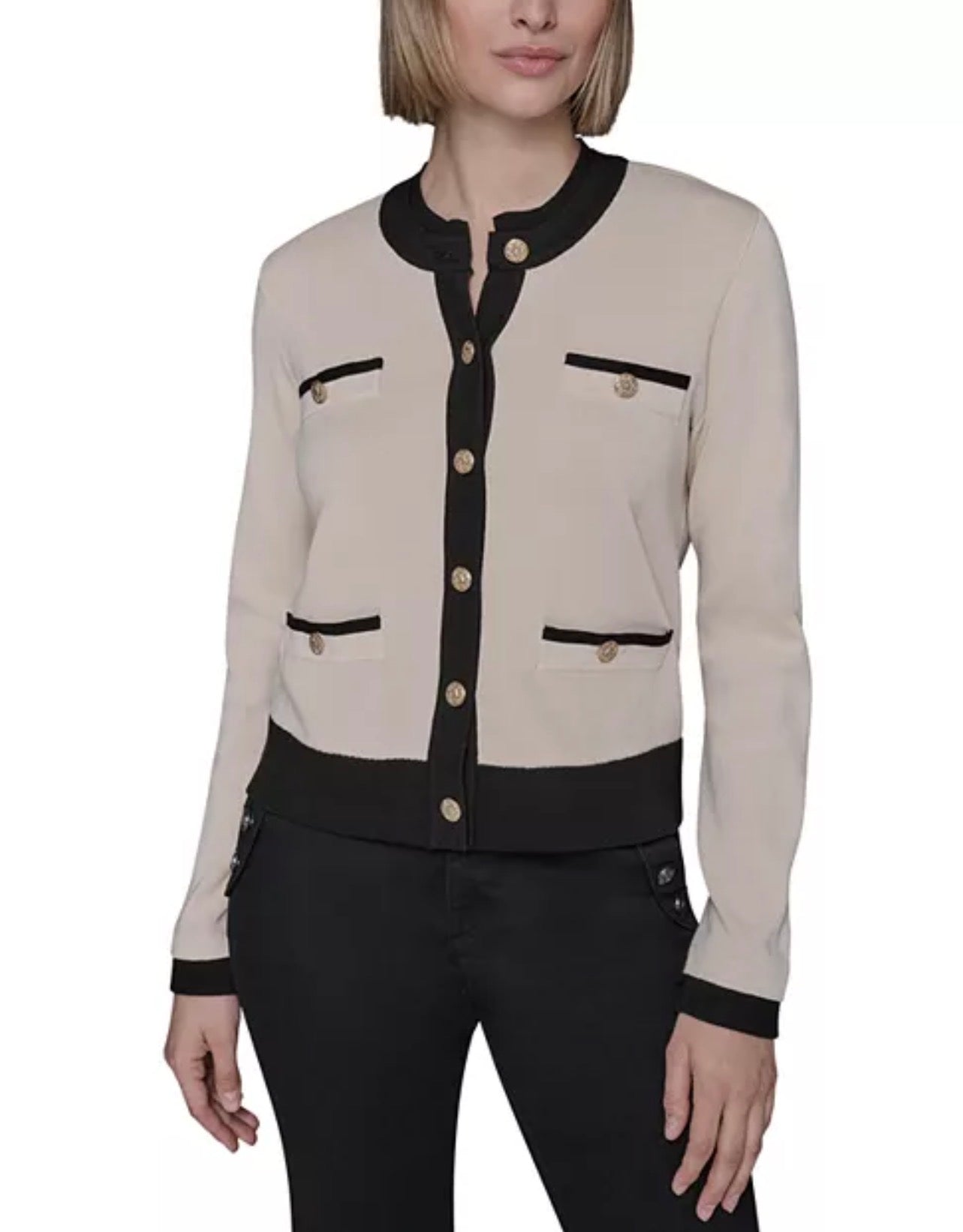 KARL LAGERFELD PARIS Contrast Trim Cardigan