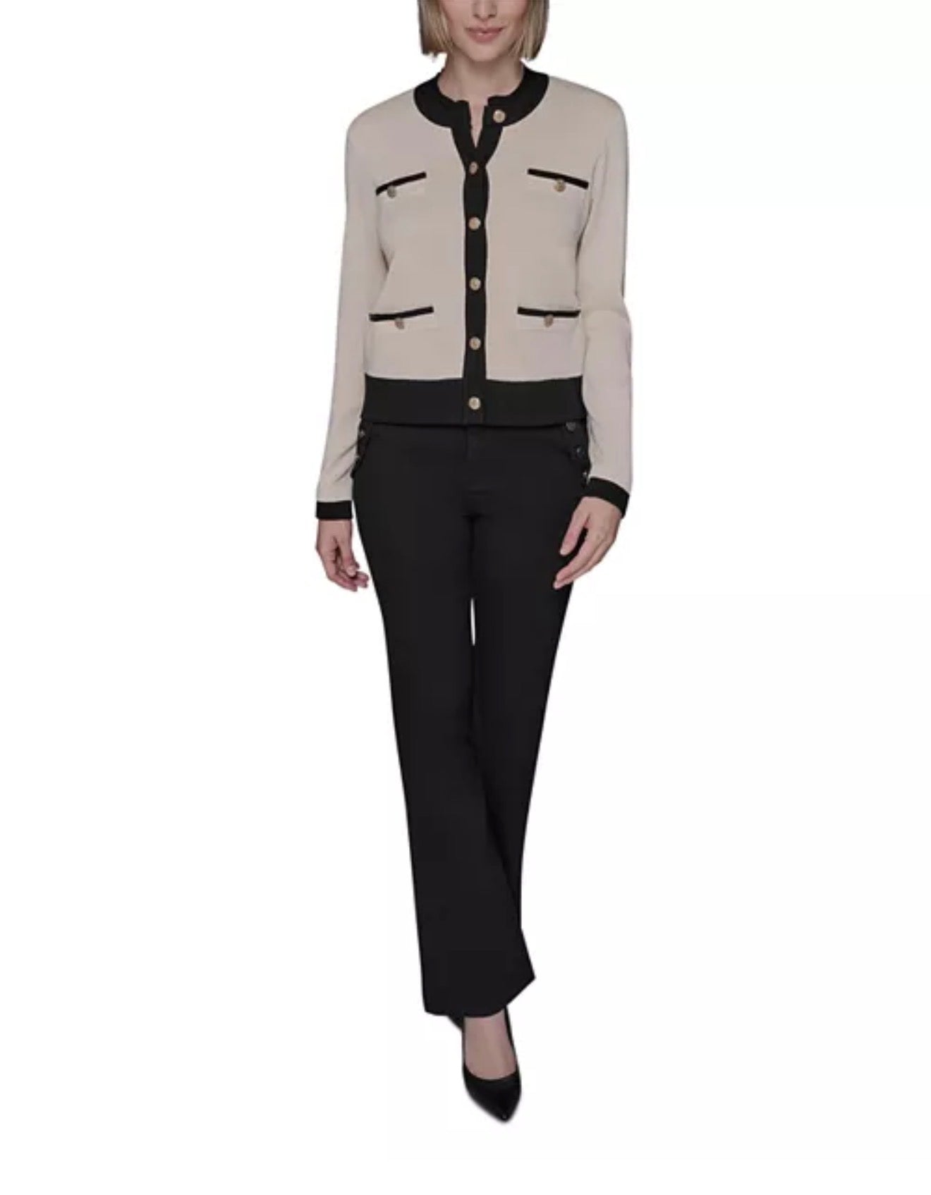 KARL LAGERFELD PARIS Contrast Trim Cardigan