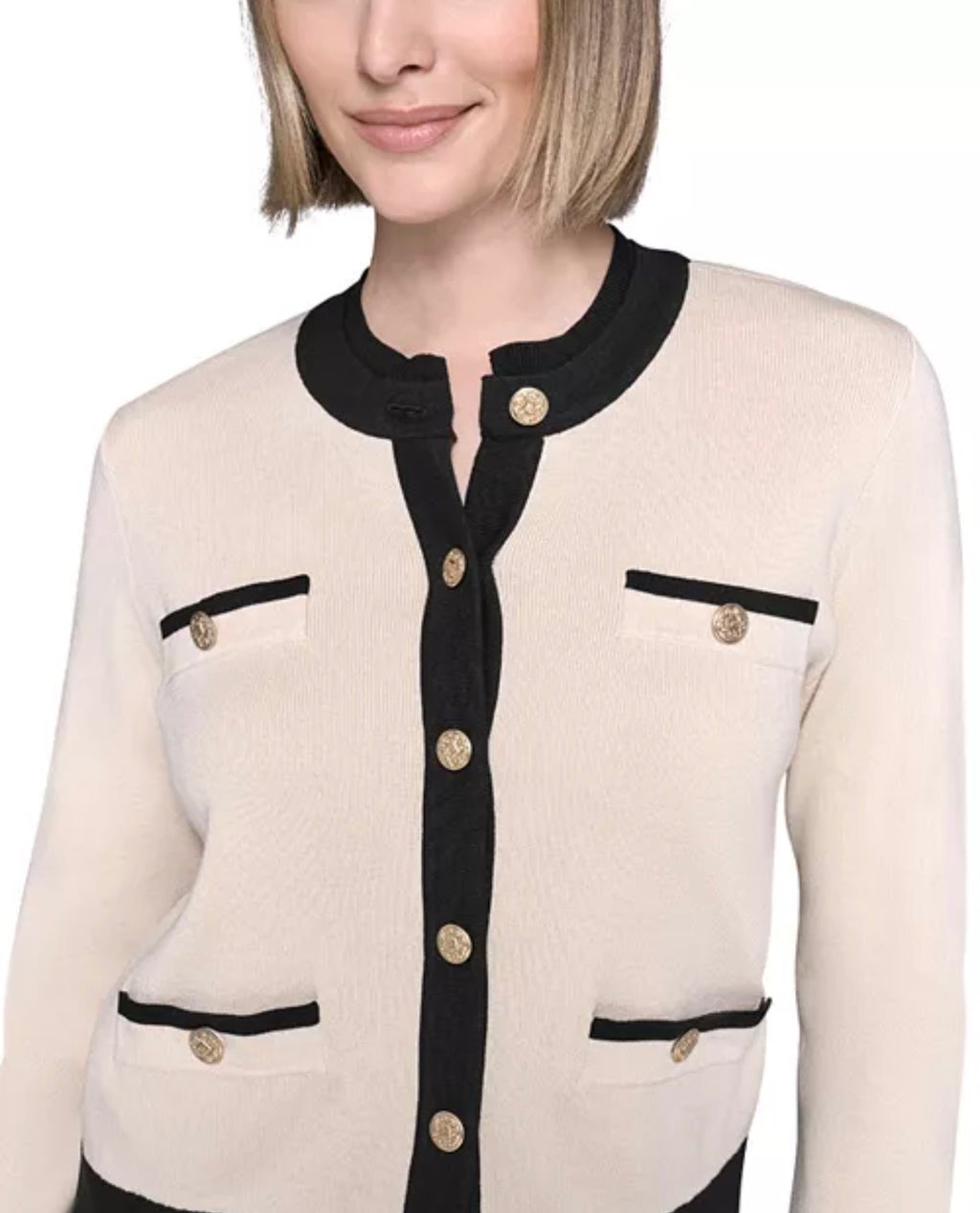 KARL LAGERFELD PARIS Contrast Trim Cardigan