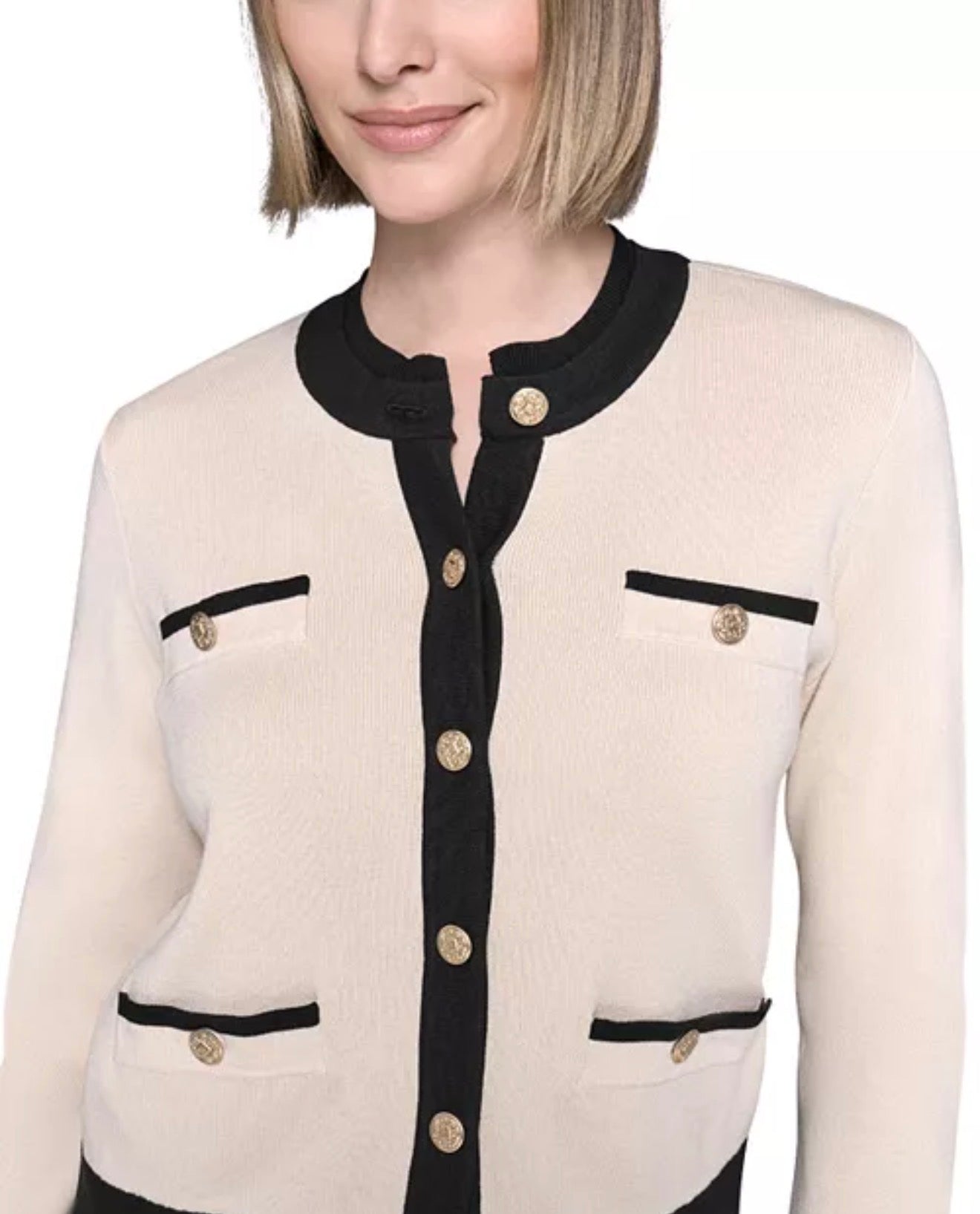 KARL LAGERFELD PARIS Contrast Trim Cardigan