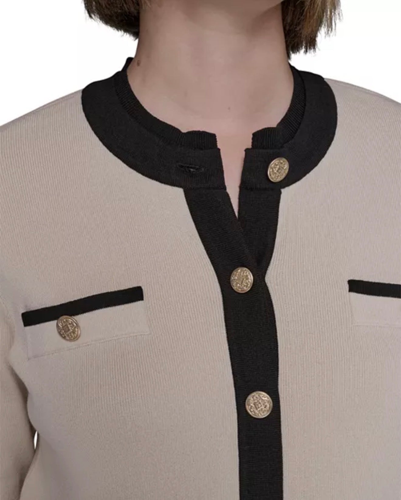 KARL LAGERFELD PARIS Contrast Trim Cardigan
