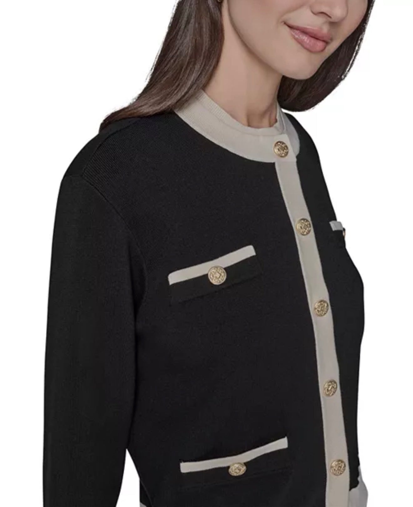 KARL LAGERFELD PARIS Contrast Trim Cardigan