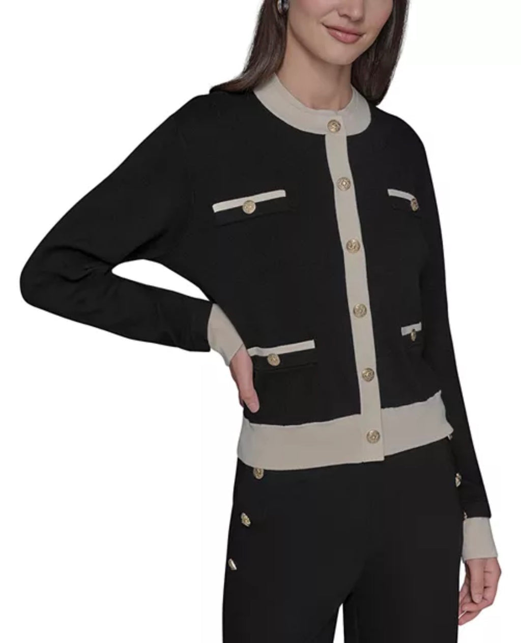 KARL LAGERFELD PARIS Contrast Trim Cardigan