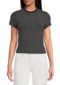 Good American Super Stretch Stripe Crew Neck Short Sleeve Baby Tee