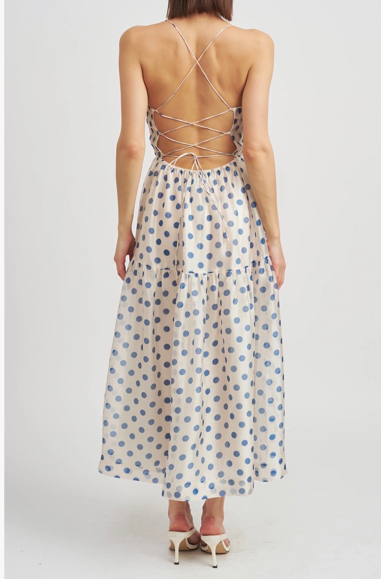 En Saison Frances Polka Dot Strappy Back Dress