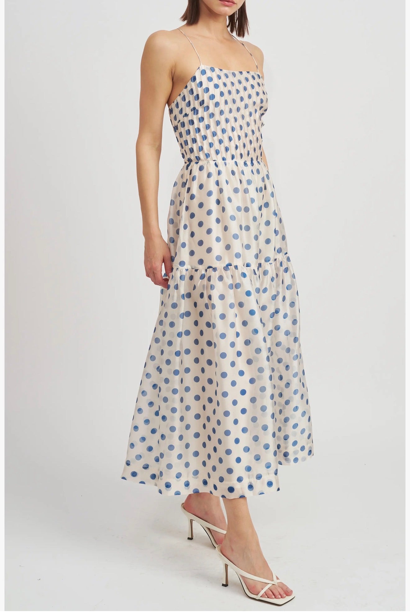 En Saison Frances Polka Dot Strappy Back Dress