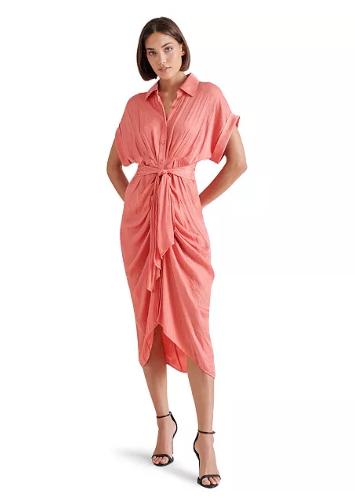 Steve Madden Tori Tie-Front Midi Shirtdress