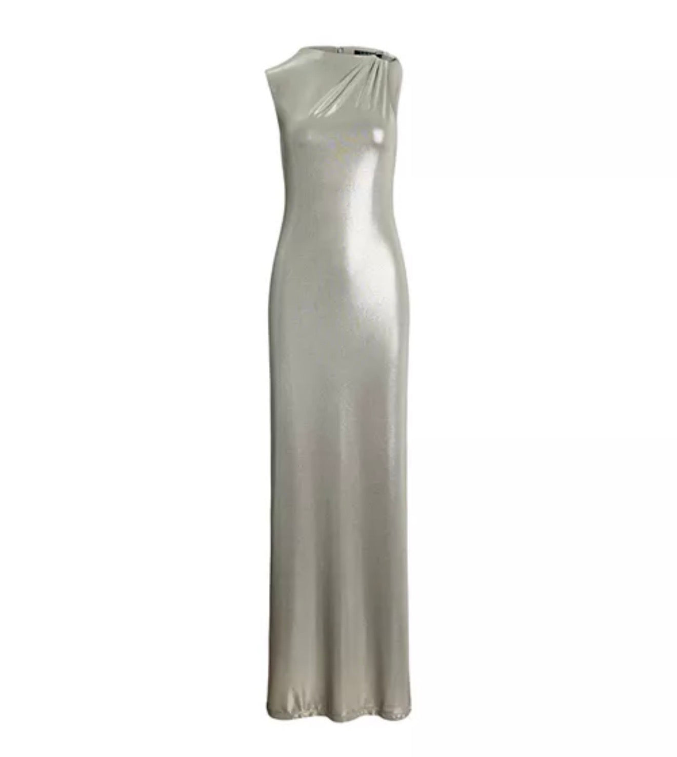 Lauren Ralph Lauren Buckle Trim Metallic Sleeveless Gown