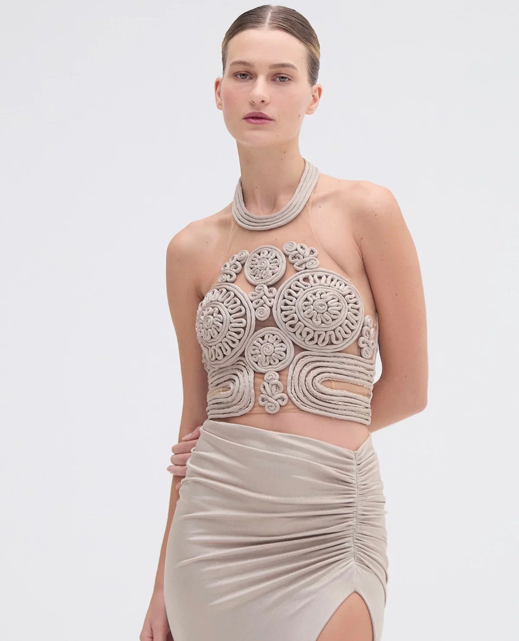 PATBO X CAMILA COELHO - DUNE JERSEY EMBROIDERED TOP