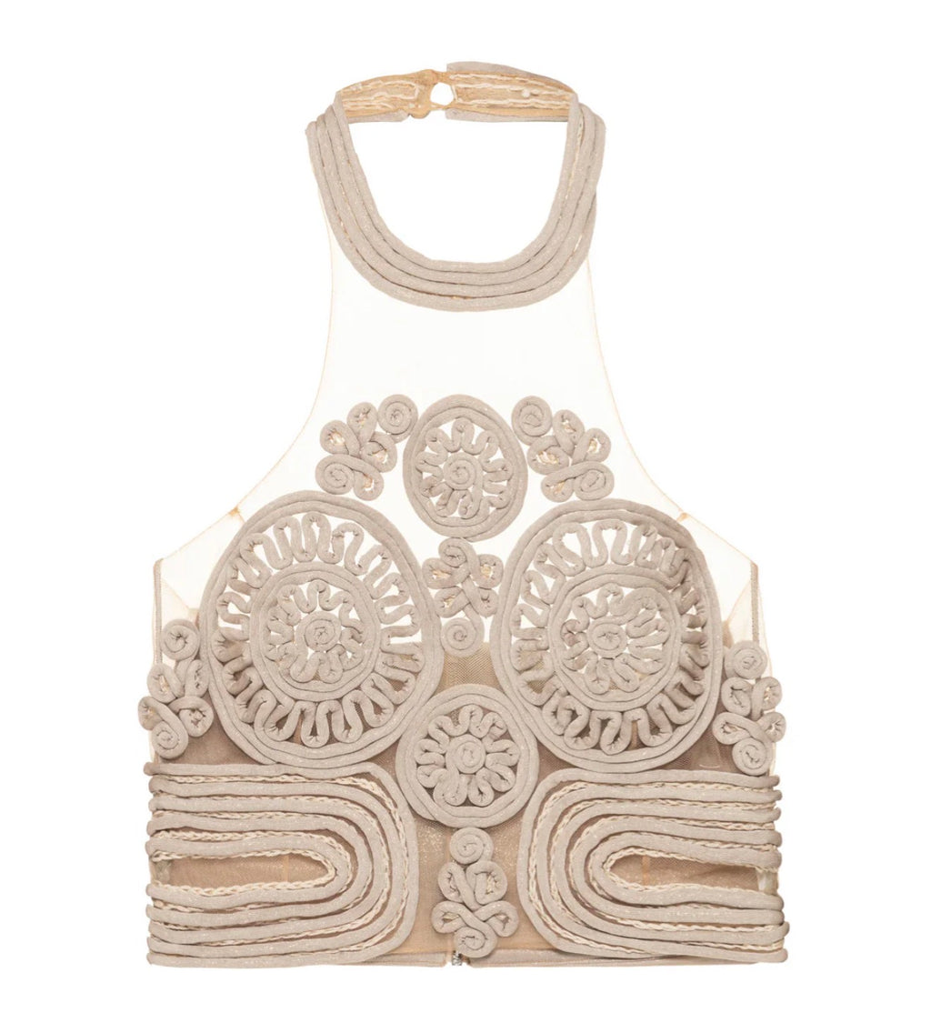 PATBO X CAMILA COELHO - DUNE JERSEY EMBROIDERED TOP