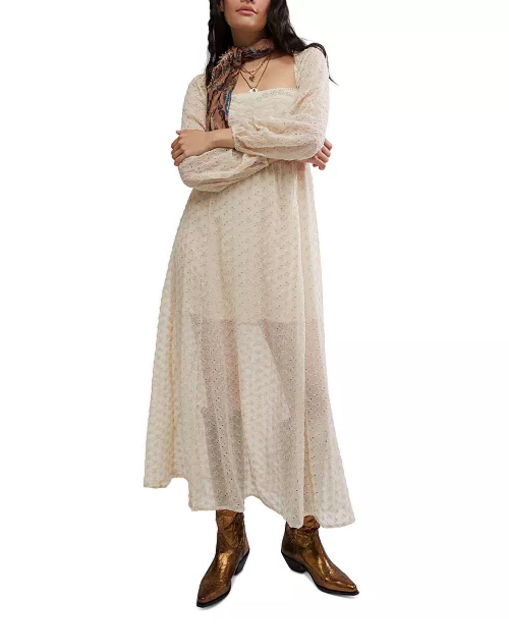 Free People Malina Embroidered Eyelet Maxi Dress