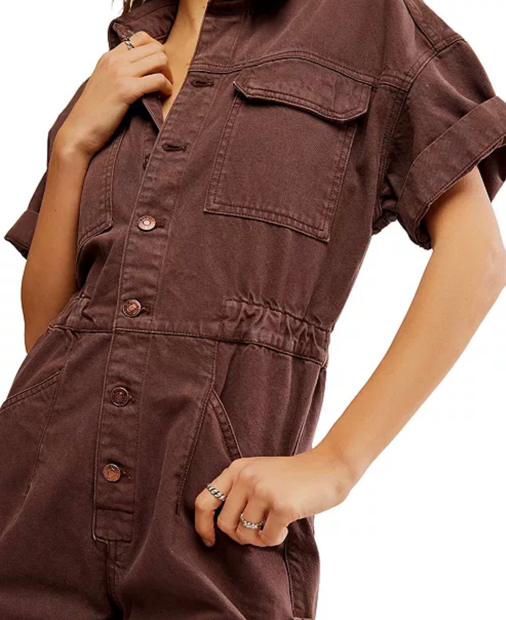 Free People Women's Marci Cotton Cuffed Shortalls