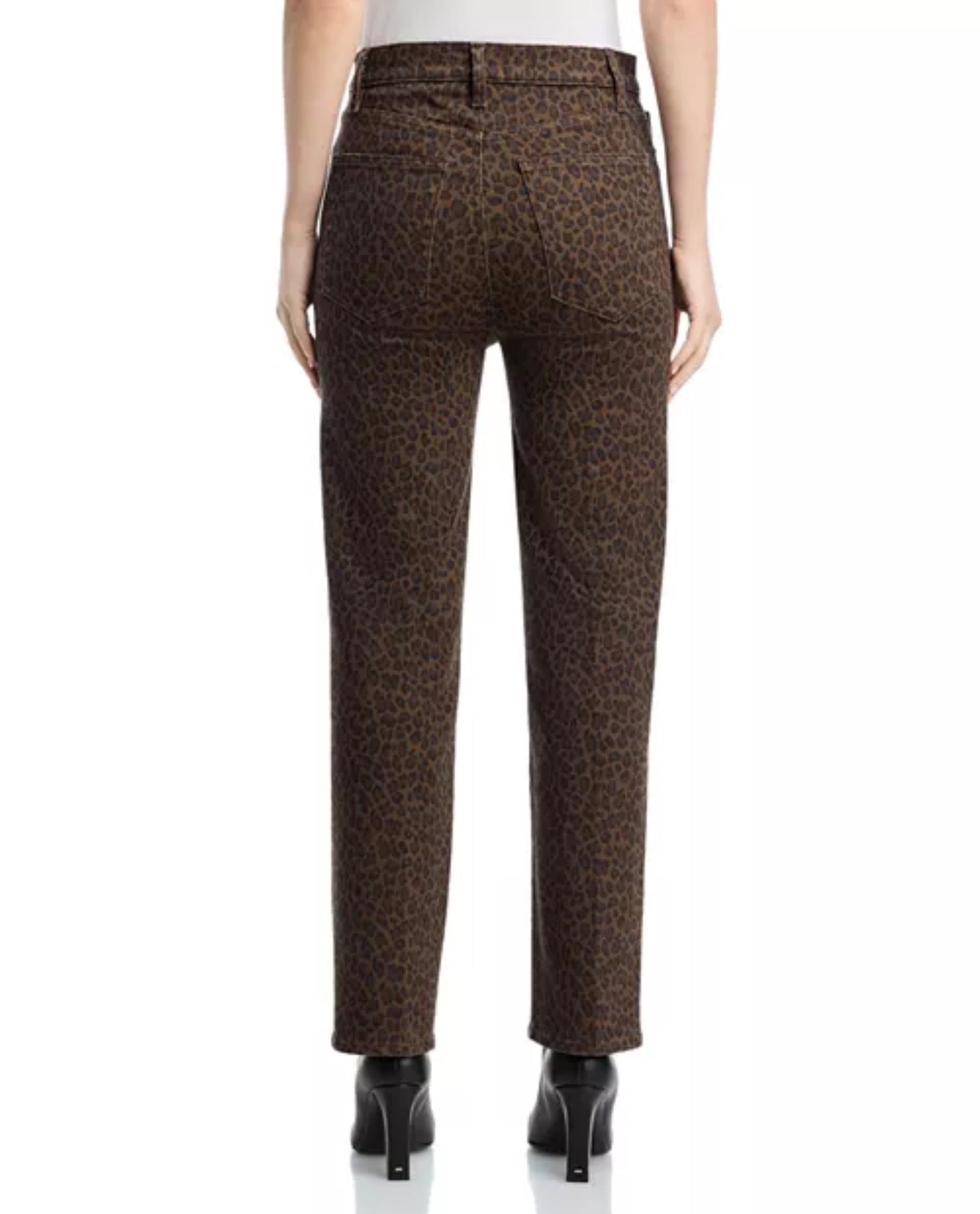 FRAME Le Sleek Straight High Rise Jeans in Leopard