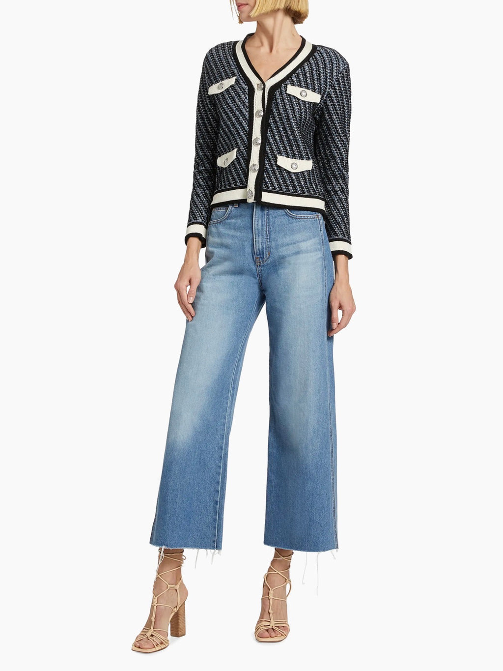 Veronica Beard Taylor High-Rise Wide Crop Jeans