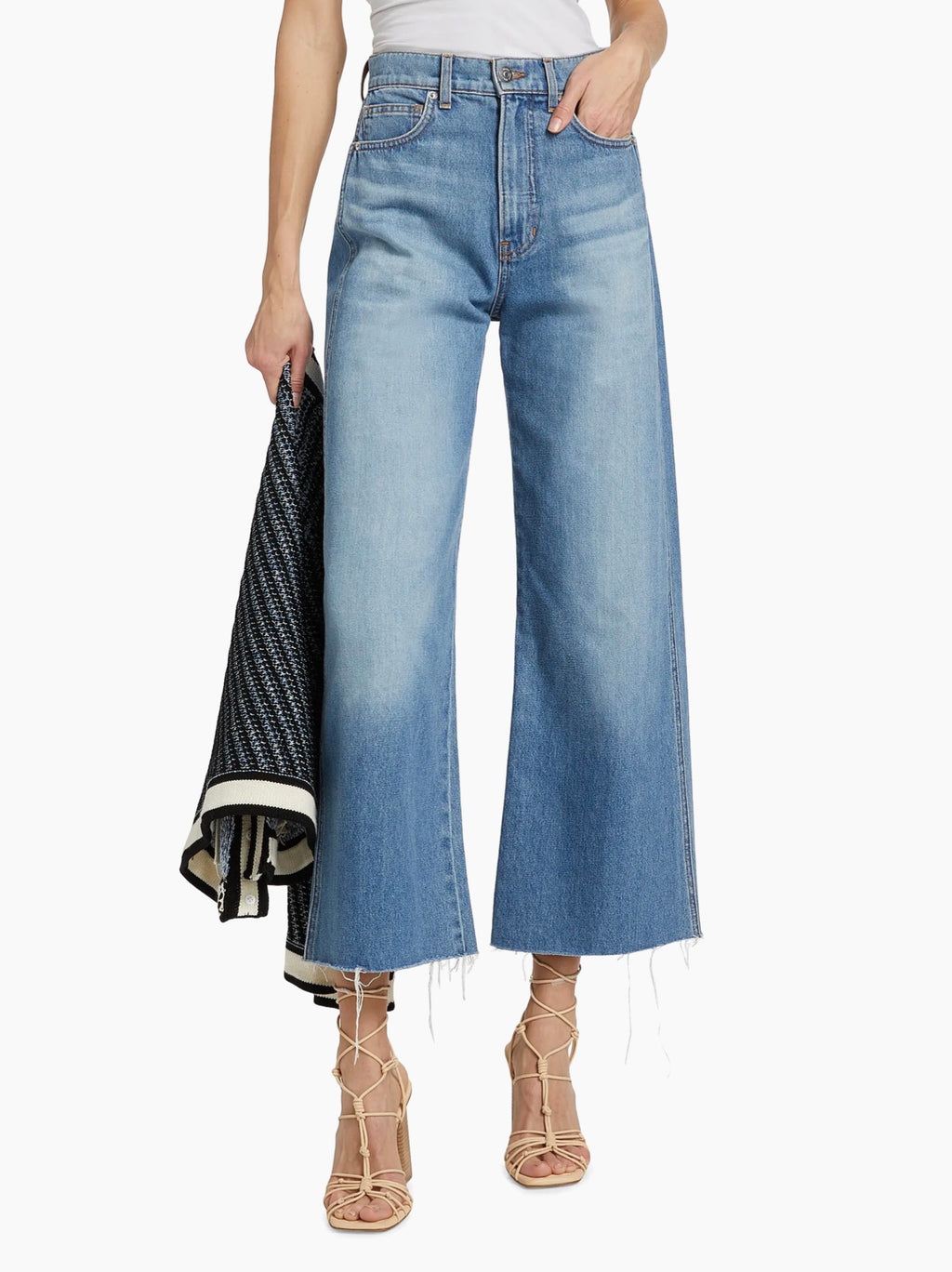 Veronica Beard Taylor High-Rise Wide Crop Jeans