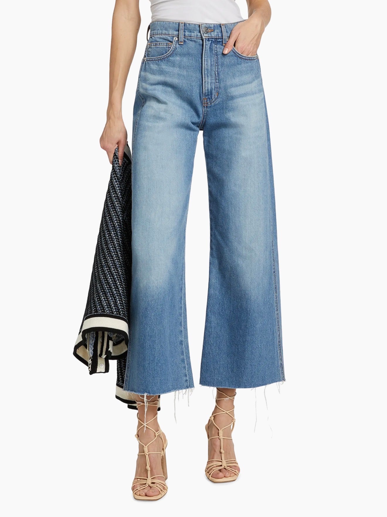 Veronica Beard Taylor High-Rise Wide Crop Jeans