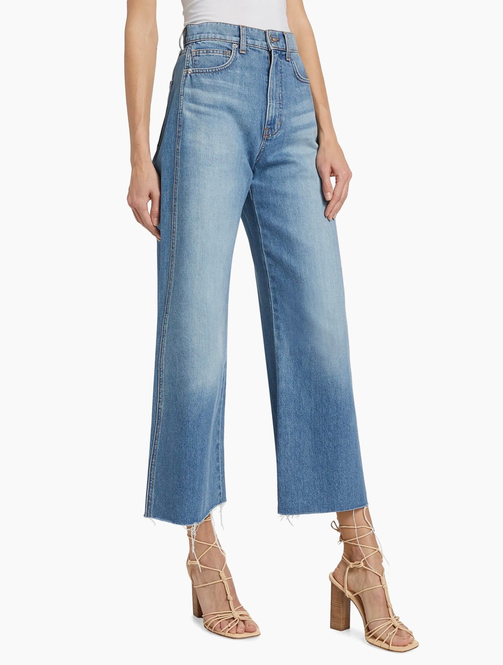 Veronica Beard Taylor High-Rise Wide Crop Jeans