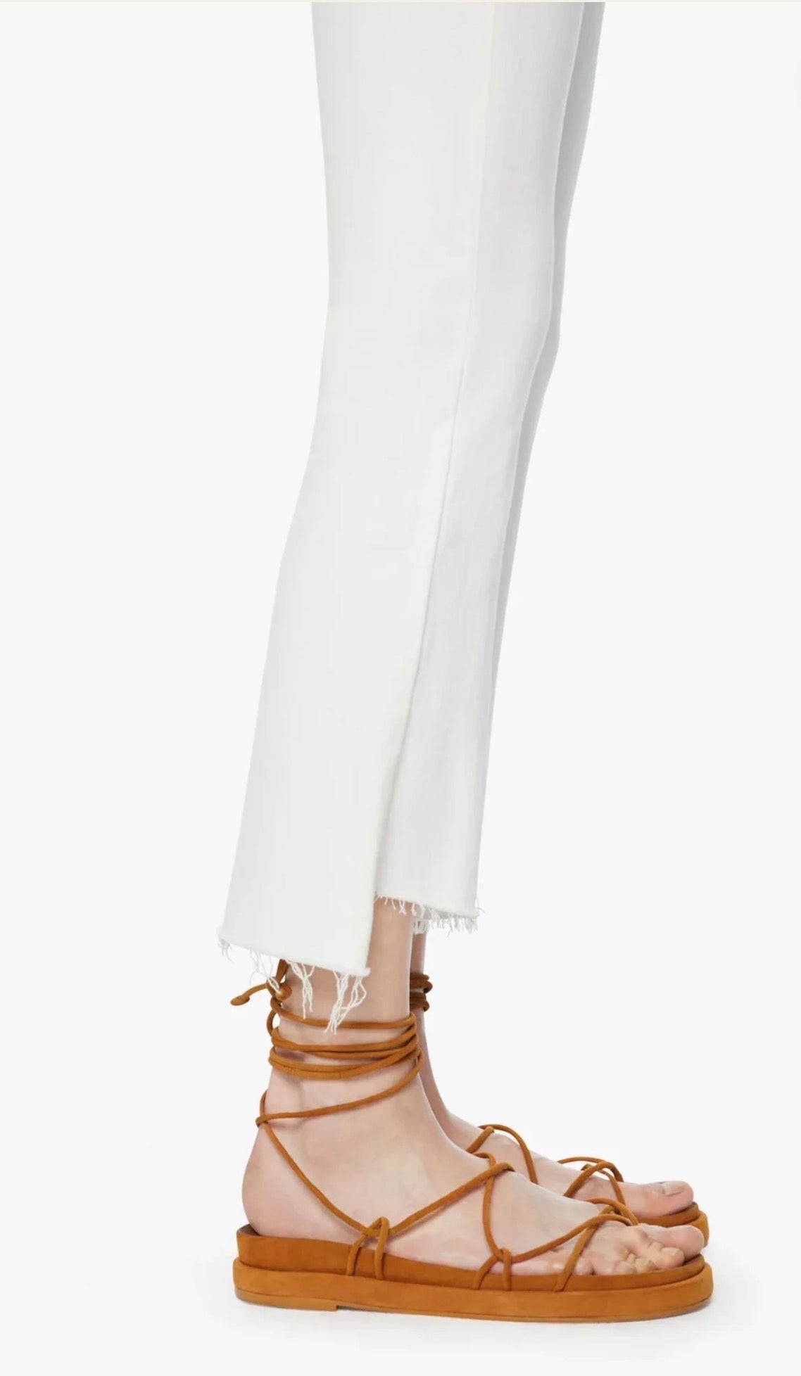 MOTHER INSIDER CROP STEP FRAY WHITE