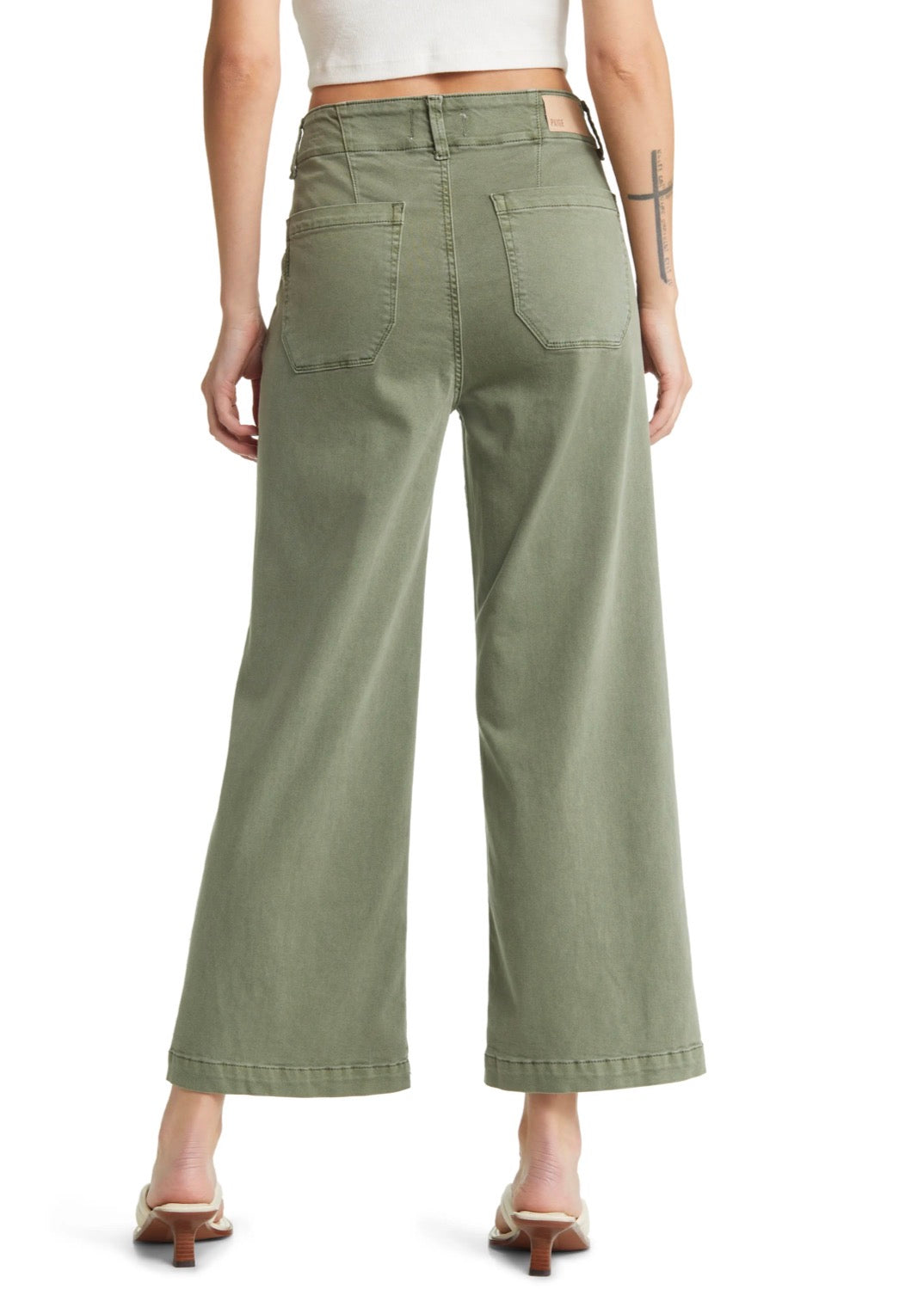 PAIGE Ivy Green Brooklyn High Waist Crop Wide Leg Pants in Vintage