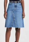 FRAME Deconstructed Denim A Line Midi Skirt In Mabel Blue