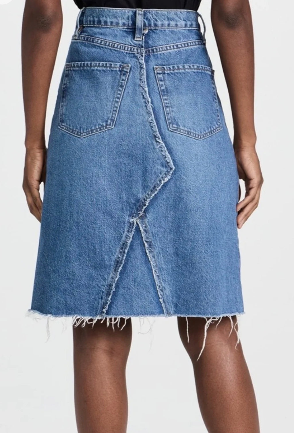 FRAME Deconstructed Denim A Line Midi Skirt In Mabel Blue