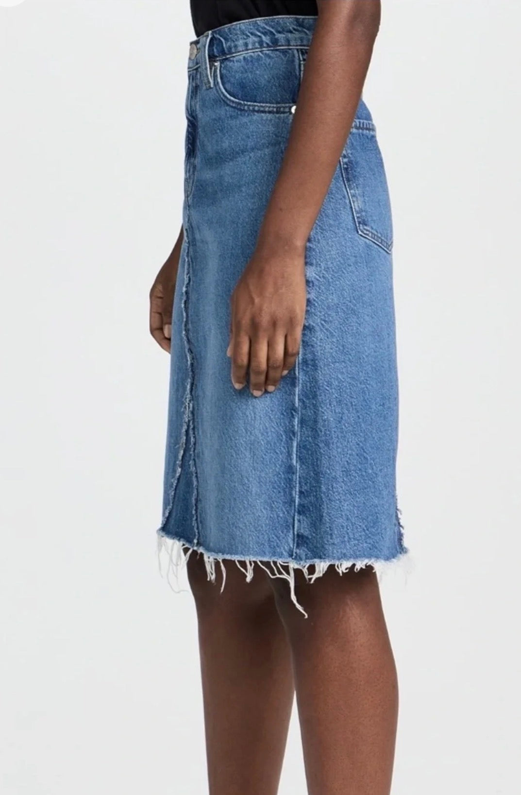 FRAME Deconstructed Denim A Line Midi Skirt In Mabel Blue