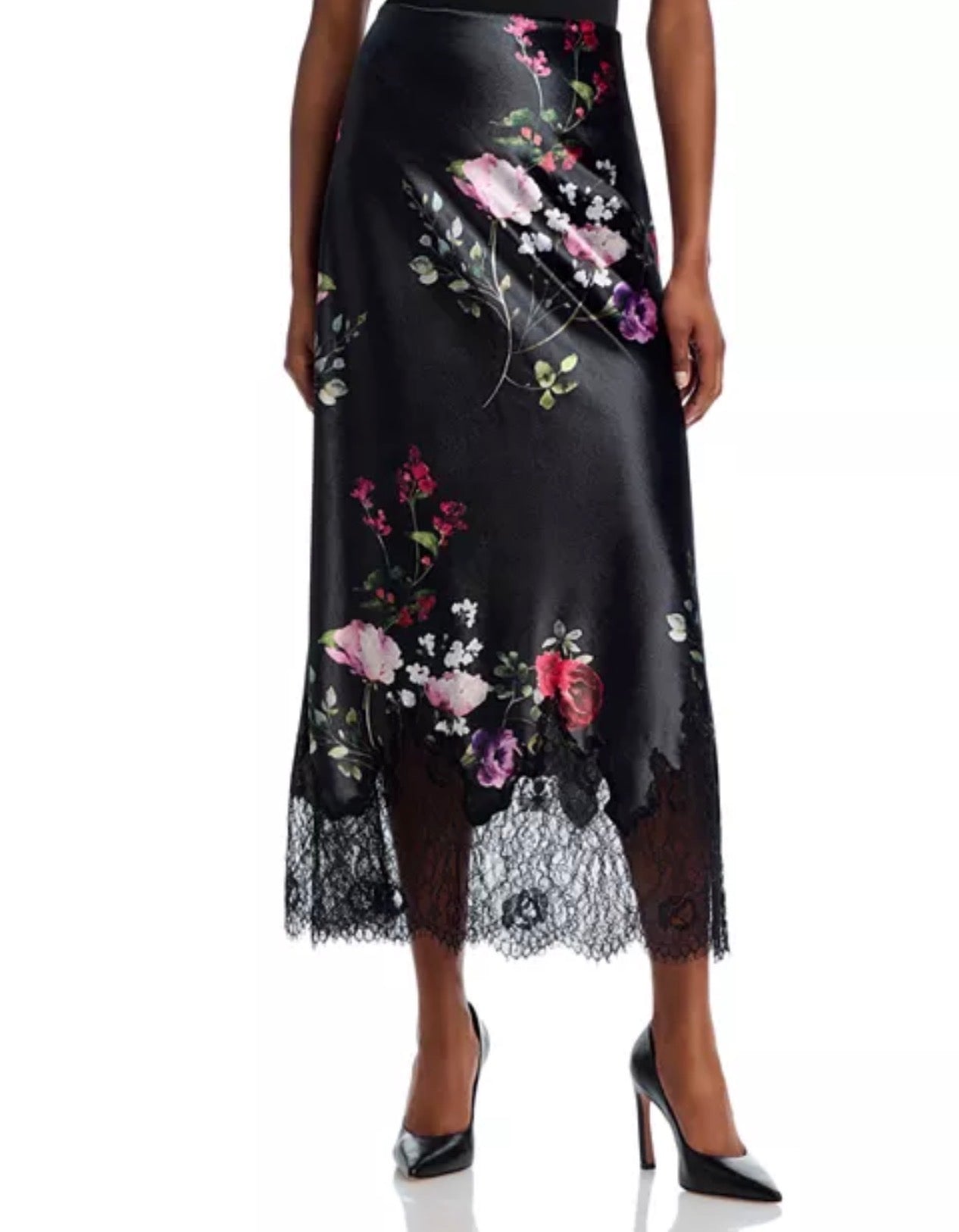 Alice and Olivia Alice and Olivia Maeve Floral Velvet Midi Slip Skirt