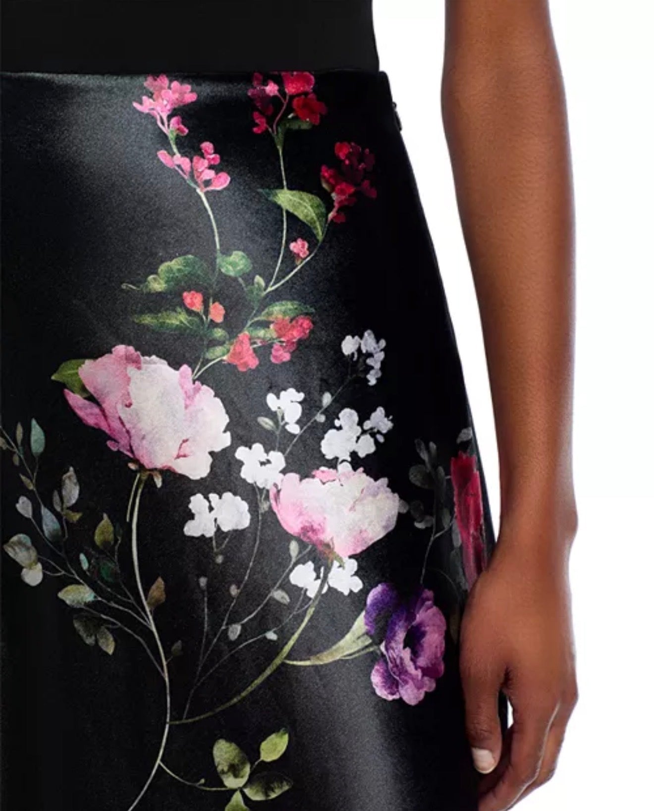 Alice and Olivia Alice and Olivia Maeve Floral Velvet Midi Slip Skirt