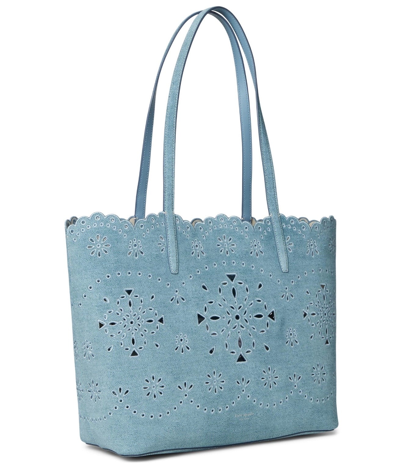 Do It All Spade Flower Perforated Denim Large Tote Bag