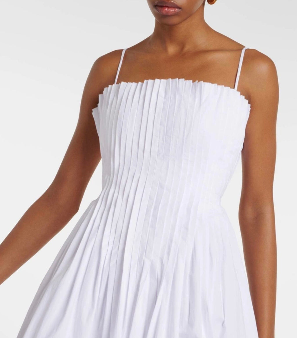 STAUD Bella Cotton Poplin Midi Dress